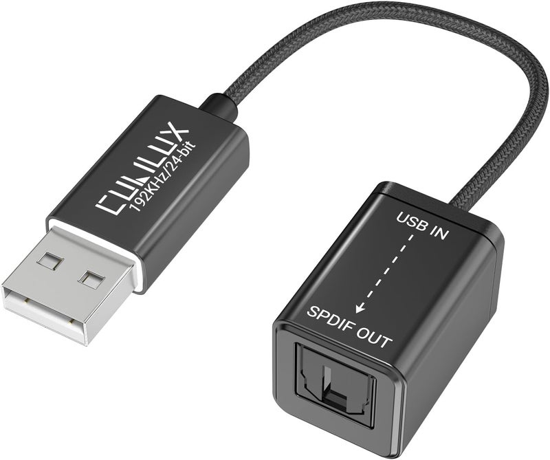 Cubilux USB A to TOSLINK Optical Audio Adapter, Unidirectional USB Type A to SPDIF Digital Converter, S/PDIF Transmitter for Computer Laptop PC PS5/4 ONLY, NOT for TV Or Other Devices - Image 1